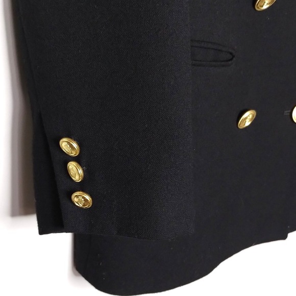Talbots Black Double Breasted Wool Blazer size 8 Gold Buttons - Picture 5 of 9